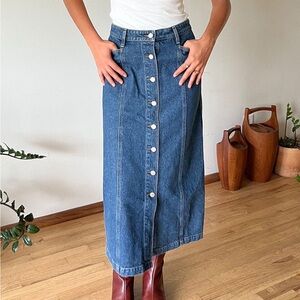 Lisa Says Gah! Quinn Denim Jean Button Front Midi Skirt
